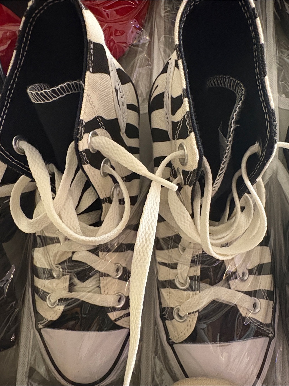 Converse Zebra-Print High Top Sneaker in Black and Cream - Picture 3 of 3